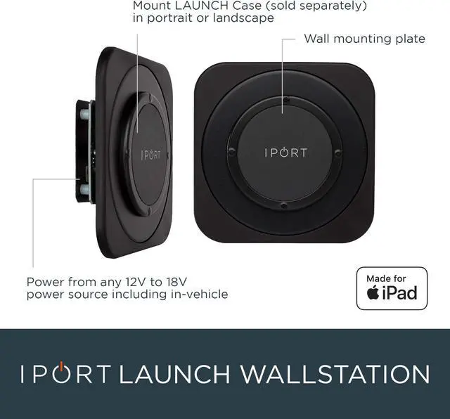 Alt view image 2 of 5 - IPORT LAUNCH (LaunchPort) WallStation iPad Mount - Compatible with all LAUNCH Cases for iPad mini, iPad 9.7, 10.2, 10.5 - White