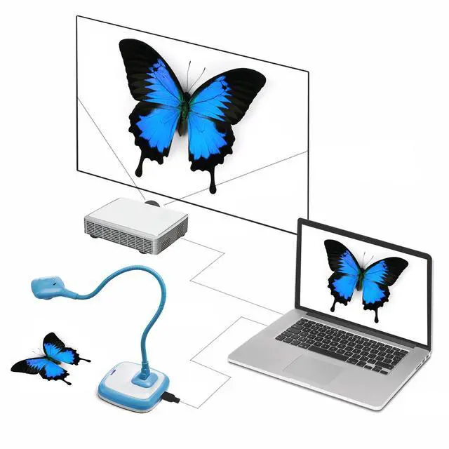 Alt view image 3 of 5 - HUE HD Pro Flexible USB 11x17 Document Camera and Classroom Visualizer for Teachers: Built-in Microphone/Lights, Windows, macOS, Chromebook Compatibility (Blue Camera with White Carry Case)