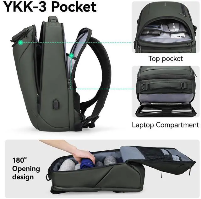 Alt view image 2 of 5 - MARK RYDEN Business Backpack for Men, Waterproof High Tech Backpack with Sport Car Shape Design and USB Charging Port, Travel Laptop Backpack Fits 17.3 Inch Notebook