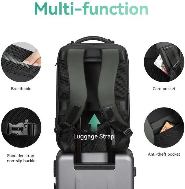 Alt view image 4 of 5 - MARK RYDEN Business Backpack for Men, Waterproof High Tech Backpack with Sport Car Shape Design and USB Charging Port, Travel Laptop Backpack Fits 17.3 Inch Notebook