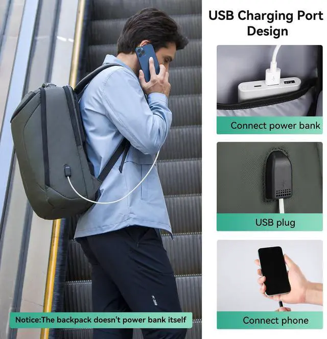 Alt view image 3 of 5 - MARK RYDEN Business Backpack for Men, Waterproof High Tech Backpack with Sport Car Shape Design and USB Charging Port, Travel Laptop Backpack Fits 17.3 Inch Notebook