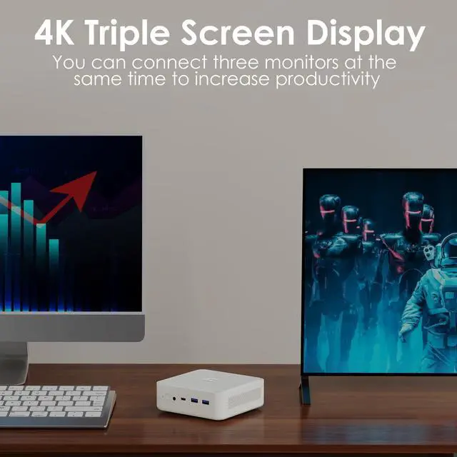 Alt view image 3 of 5 - Mini Desktop PC Ryzen 7 5700U (8C/16T, up to 4.3Ghz), Small Linux Computer 16GB DDR4 RAM 128GB PCIe SSD, Micro Gaming PC Supports 4K Triple Display WiFi/BT5.0/USB3.0/HDMI+DP for Home/Office Use