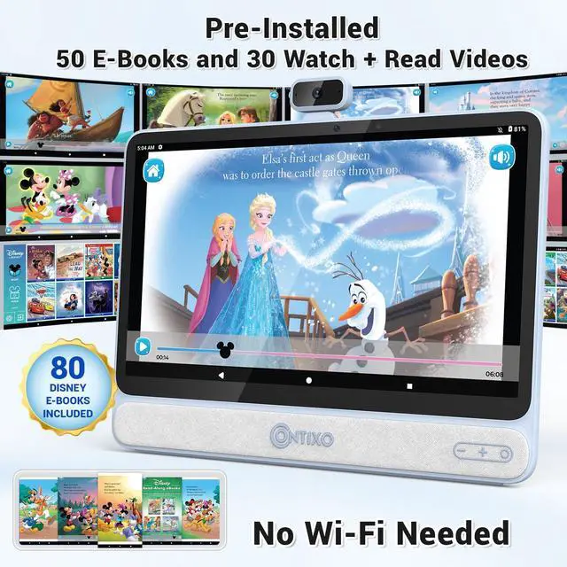 Alt view image 4 of 5 - Contixo Kids Tablets - A3 Educational Learning Kids Tablet, 15.6 Inch HD Touch Screen, Android, 8GB 128GB, WiFi, Featuring 80 Disney eBooks Videos, 13MP Dual Camera, Wi-Fi, BT, Octcore Tablet