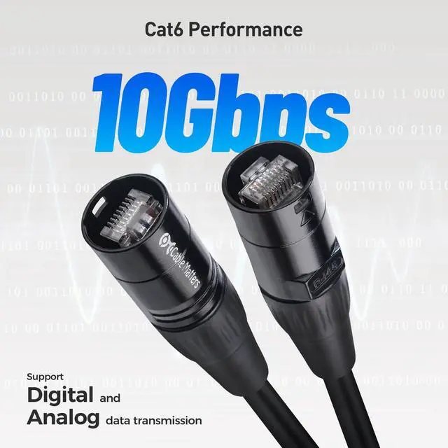 Alt view image 5 of 5 - Cable Matters Long Shielded Cat6 Ethernet Cable Compatible with EtherCON RJ45 Connectors in Black - 100 ft for Professional Audio, Video, and Networking Applications