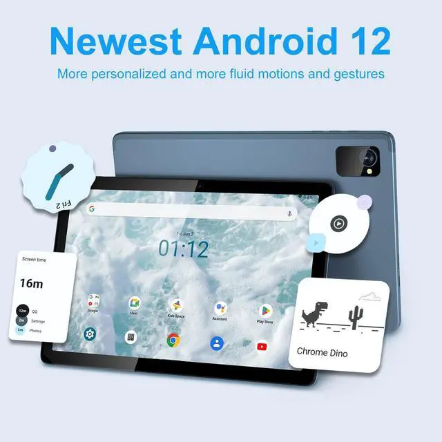 Alt view image 3 of 5 - Tibuta Android Tablet 10 Inch with Bluetooth Mouse, Octa-Core Android 12 Tablet with 7000mAh Battery (Max 14-Hour), 4GB+64GB ROM Gaming Tablets, 10.1 in HD Large Screen Tablet 5+8MP Camera/WiFi/GPS/BT