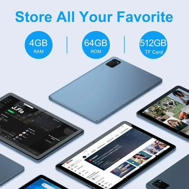 Alt view image 4 of 5 - Tibuta Android Tablet 10 Inch with Bluetooth Mouse, Octa-Core Android 12 Tablet with 7000mAh Battery (Max 14-Hour), 4GB+64GB ROM Gaming Tablets, 10.1 in HD Large Screen Tablet 5+8MP Camera/WiFi/GPS/BT