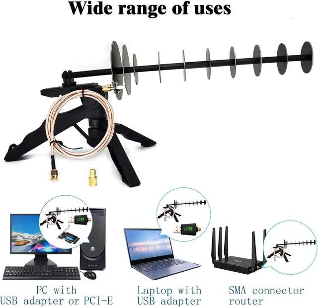 Alt view image 3 of 5 - 16dBi 2.4GHz WiFi Yagi Directional Antenna Enhanced Laptop Desktop pc Computer USB Wireless Network Card PCIE Adapter to Receive or Router to Transmit Signal