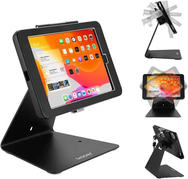 Main image of CarrieCathy Desktop Anti-Theft Security Kiosk POS Stand Holder Enclosure for 8.3" 2024 iPad mini (A17 Pro) & 2021 iPad mini 6, Flip & Rotate