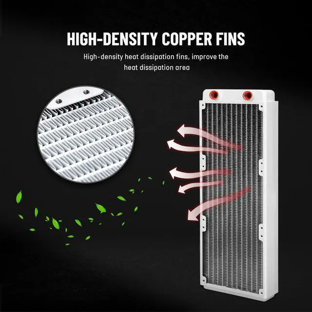 Alt view image 4 of 5 - 360mm Water Cooling Radiators, 12 Pipe Heat Exchanger Radiators, Copper Computer Radiators for PC CPU Computer Water Cool System, G1/4 Thread, Easy Installation, White