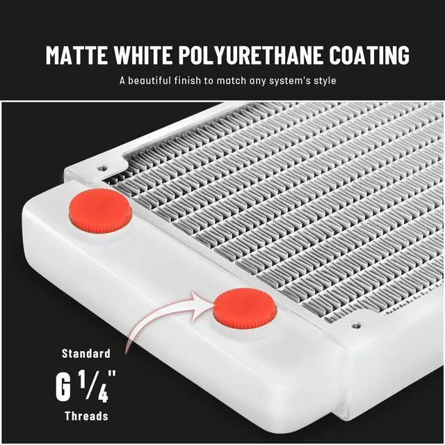 Alt view image 5 of 5 - 360mm Water Cooling Radiators, 12 Pipe Heat Exchanger Radiators, Copper Computer Radiators for PC CPU Computer Water Cool System, G1/4 Thread, Easy Installation, White