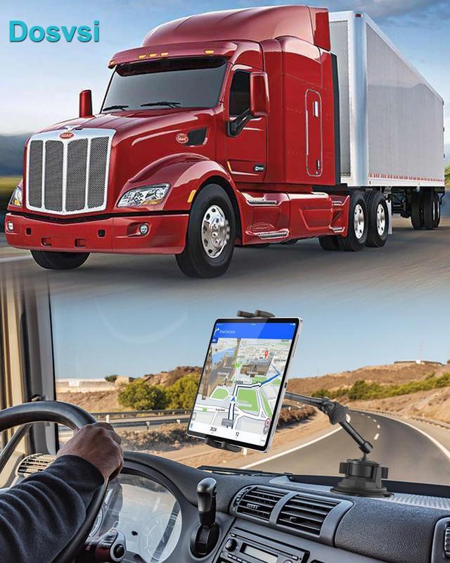 Alt view image 3 of 5 - Dosvsi Tablet Mount for Truck Dashboard, [Ultra Powerful Suction Cup] Heavy Duty Car Tablet Holder, Adjustable Metal Arm Semi Truck Windshield Dash Stand for iPad Pro 12.9 Air Mini, Tab, 4-13" Tablets