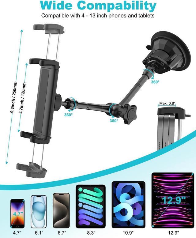 Alt view image 5 of 5 - Dosvsi Tablet Mount for Truck Dashboard, [Ultra Powerful Suction Cup] Heavy Duty Car Tablet Holder, Adjustable Metal Arm Semi Truck Windshield Dash Stand for iPad Pro 12.9 Air Mini, Tab, 4-13" Tablets