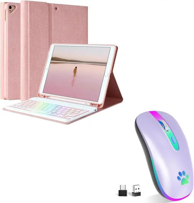 Main image of FUWANG Keyboard Case for iPad 9th Generation Case with Keyboard Bundle with Wireless Mouse,Rechargeable LED Wireless Bluetooth Mouse
