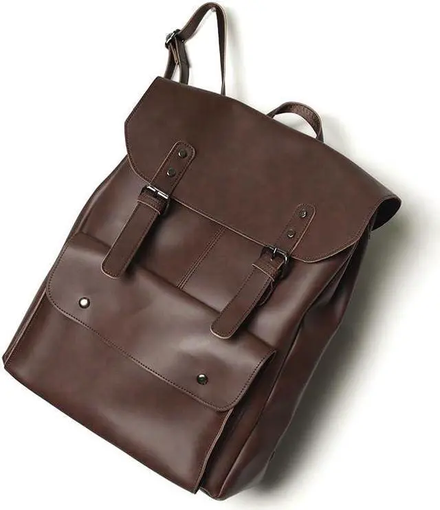 Main image of GUETES Leather Laptop Backpack, Women and Men Backpack Travel Business Work College Water Resistant Anti Theft Daypack Slim Large fits for 15.6 inch Notebook Computer bag, 01 Koffee