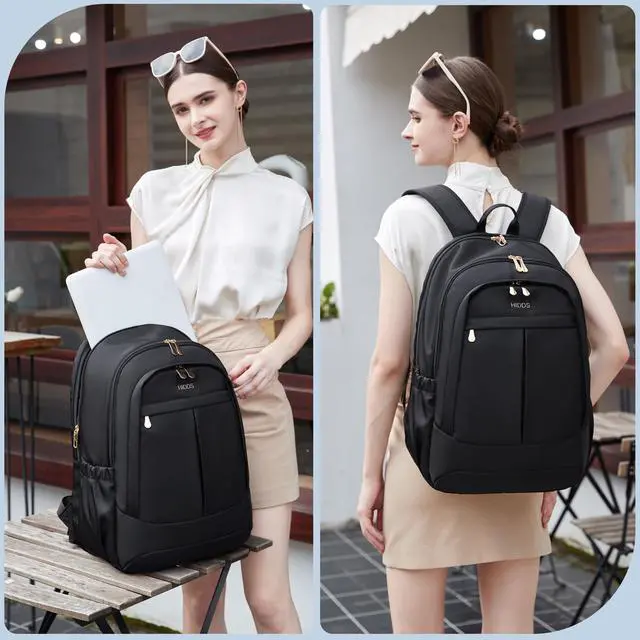 Alt view image 2 of 5 - Travel Laptop Backpack for Women 15.6 Inch Computer Backpacks with USB Charging Hole Anti Theft Carry on Bag College Bookbag Large Black Back Pack for Work Business Traveling Commuter Daypack-Black