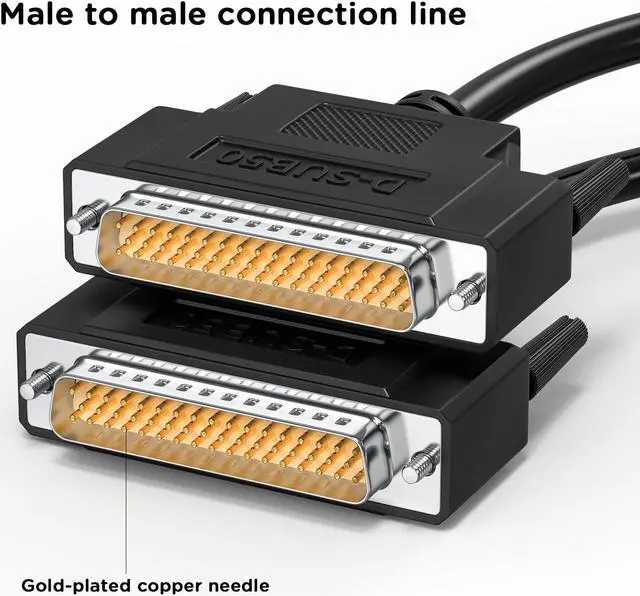 Alt view image 2 of 5 - JUXINICE D-Sub 50 Pin Cable Shielded, DB50 Male to Male Cable 5FT, 50Pin Extension Cable- Black 5'