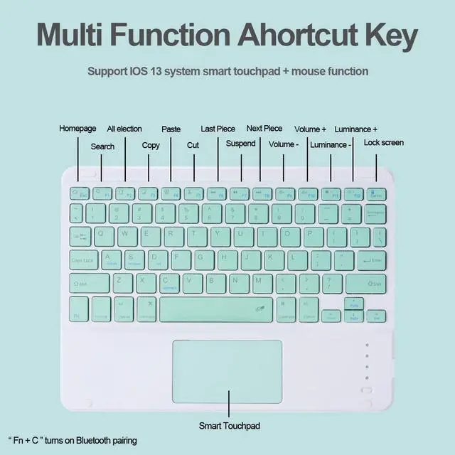 Alt view image 4 of 5 - iPad Air4 2020/Air5 2022 Keyboard Case iPad Air 5th 4th Gen 10.9'' Slim Smart Case Magnetic Detachable Bluetooth Keyboard Trackpad Cute Color Keycap (iPad Air4/Air5, Mint Green)