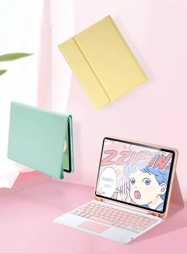 Alt view image 3 of 5 - iPad Air4 2020/Air5 2022 Keyboard Case iPad Air 5th 4th Gen 10.9'' Slim Smart Case Magnetic Detachable Bluetooth Keyboard Trackpad Cute Color Keycap (iPad Air4/Air5, Mint Green)