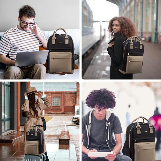 Alt view image 2 of 5 - LOVEVOOK Laptop Backpack for Women Men, 17.3 Inch Laptop Bag with USB Port Fashion Waterproof Backpacks Teacher Nurse Stylish Travel Bags Vintage Daypacks for College Work