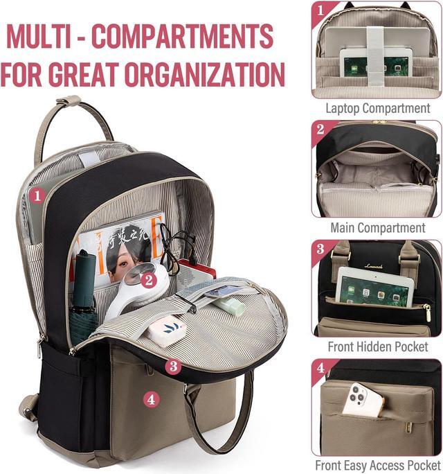 Alt view image 3 of 5 - LOVEVOOK Laptop Backpack for Women Men, 17.3 Inch Laptop Bag with USB Port Fashion Waterproof Backpacks Teacher Nurse Stylish Travel Bags Vintage Daypacks for College Work