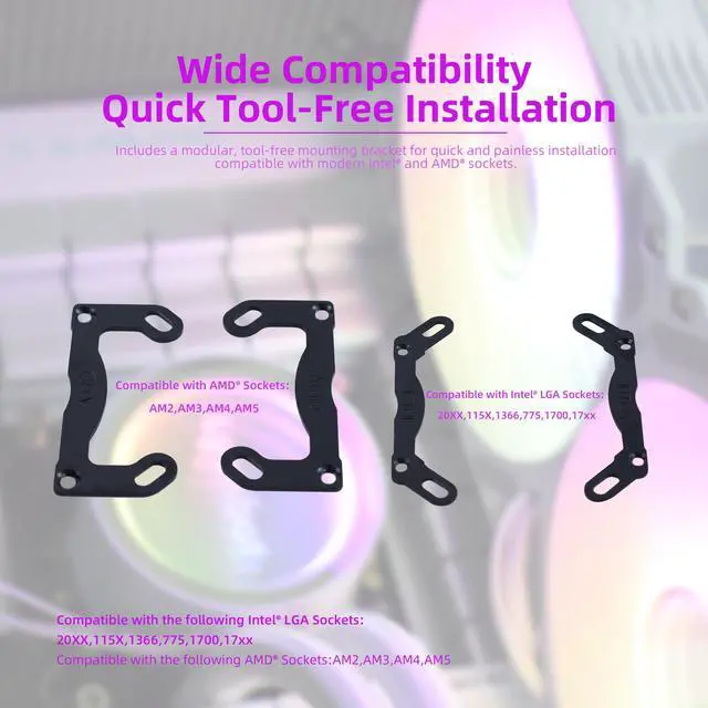 Alt view image 3 of 5 - AIO Cooler 240mm Aio, Liquid Cooler CPU with ARGB, PWM 1800, Quiet Water Cooler CPU, Water Cooling Systems for LGA 1700/115X/20XX/17XX, AM5/AM4/AM3, Copper Base, Black - Ideal for Gaming, Overclocking