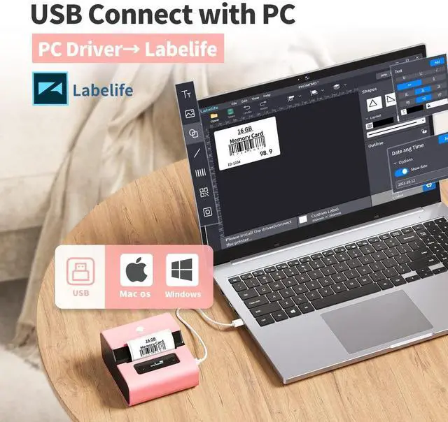 Alt view image 5 of 5 - Phomemo Label Maker- M221 Label Maker Machine 3 Inch Bluetooth Thermal Barcode Printer for Small Business/Home Use, for Barcode, Address, Logo, Mailing, Stickers, Compatible with Phone & PC, Pink