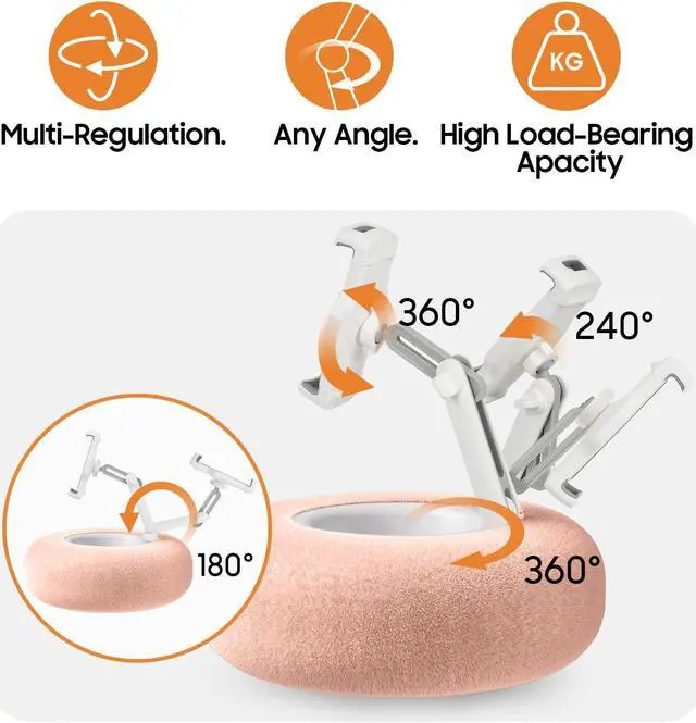 Alt view image 5 of 5 - PlsHugek Pillow Stand Holder for Kindle Tablet iPad with Snack Bowl, Lap Cozy Pillow Stand Holder for Reading in Bed for 4.7"-11" Kindle, Tablet, iPad, iPhone, Google, Samsung (Pink)
