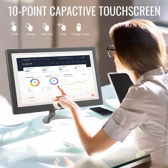 Alt view image 3 of 5 - Jhcztrk 15.6 Inch Portable Monitor Touchscreen IPS Screen HDR Gaming Monitors Built-in Speakers, USB-C HDMI, VESA Compatible, for Laptop PC Mobile PS4 PS5 External Screen