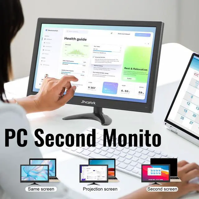 Alt view image 4 of 5 - Jhcztrk 15.6 Inch Portable Monitor Touchscreen IPS Screen HDR Gaming Monitors Built-in Speakers, USB-C HDMI, VESA Compatible, for Laptop PC Mobile PS4 PS5 External Screen