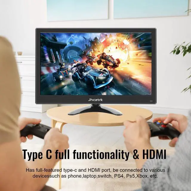 Alt view image 5 of 5 - Jhcztrk 15.6 Inch Portable Monitor Touchscreen IPS Screen HDR Gaming Monitors Built-in Speakers, USB-C HDMI, VESA Compatible, for Laptop PC Mobile PS4 PS5 External Screen