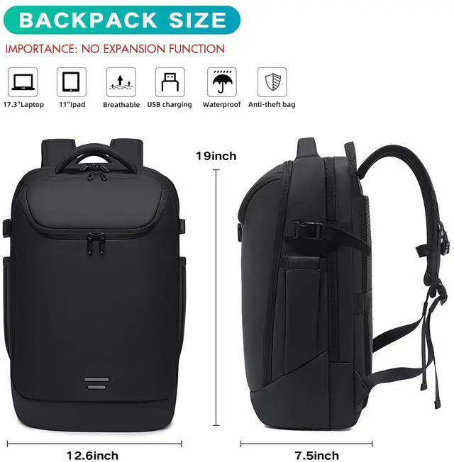 Alt view image 3 of 5 - TANGCORLE Travel Backpack for Men, Fits 17.3 inch Laptop Daypack, Water resistant Business Casual Carry on Backpacks Flight approved for Women & Men