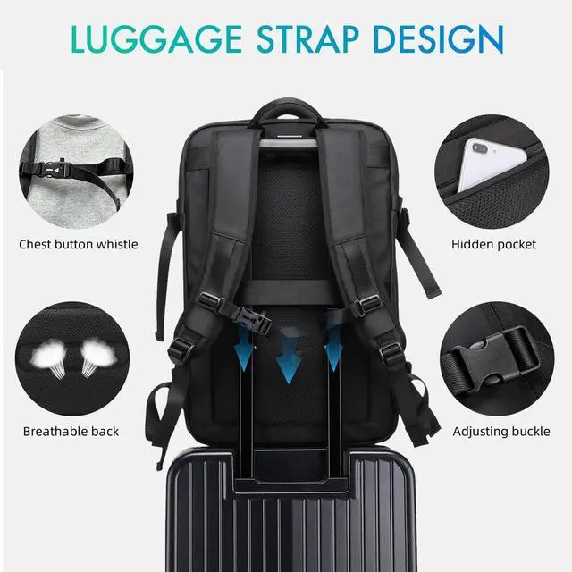 Alt view image 5 of 5 - TANGCORLE Travel Backpack for Men, Fits 17.3 inch Laptop Daypack, Water resistant Business Casual Carry on Backpacks Flight approved for Women & Men