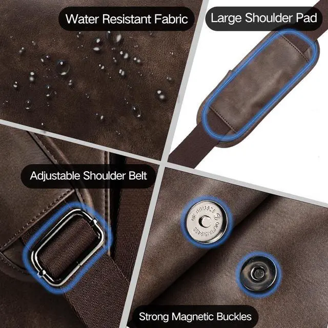 Alt view image 5 of 5 - VX VONXURY Messenger Bag for Men, 14 Inch Laptop for Women,Small Canvas Leather Shoulder Bag for Work Bussiness