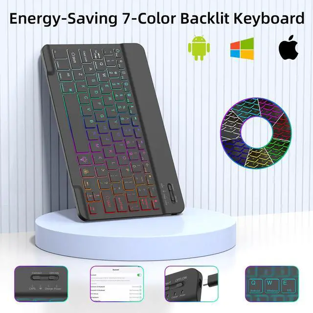 Alt view image 2 of 5 - Keyboard Case for Samsung Galaxy Tab A9+/A9 Plus 11Inch SM-X210/X216/X218 2023, Case with Keyboard for A9+ Tablet 5G Detachable Bluetooth Backlit Keyboard with Magnetic Lightweight Stand Cover Black