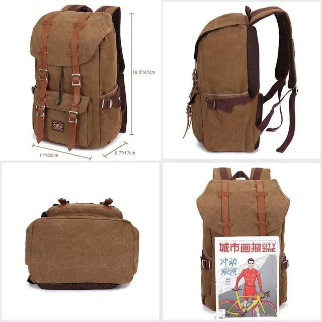 Alt view image 2 of 5 - KAUKKO Laptop Backpack Travel Outdoor Weekend Bag Carry on Daypack Stylish and Durable Rucksack Hiking Backpack Fits 15.6"(5-1-brown)