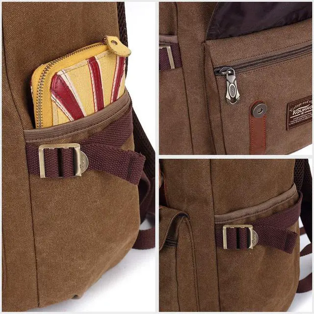 Alt view image 5 of 5 - KAUKKO Laptop Backpack Travel Outdoor Weekend Bag Carry on Daypack Stylish and Durable Rucksack Hiking Backpack Fits 15.6"(5-1-brown)