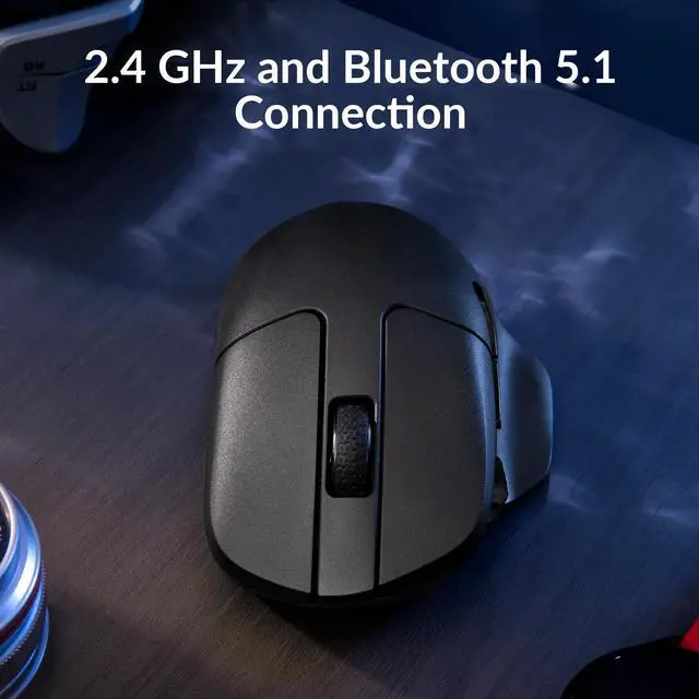 Alt view image 3 of 5 - Keychron M7 Wireless Computer Mouse, 26K DPI Optical Computer Mouse, 2.4 GHz/Bluetooth/Wired with Macro Button 63g Lightweight Ergonomic, Up to 70 Hours Worktime for Laptop macOS/Windows - Black