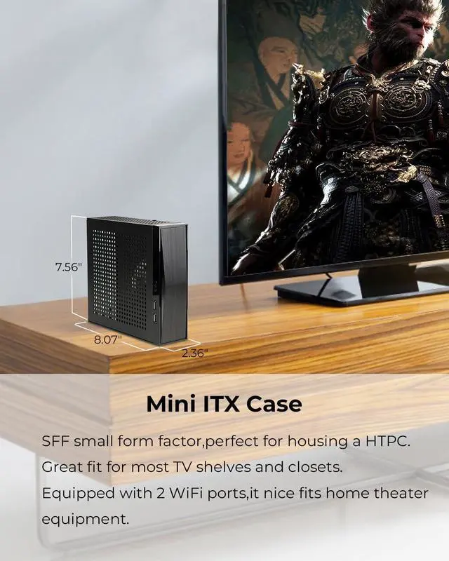 Alt view image 2 of 5 - Mini ITX Case,SFF Small Form Factor, Mini Tower Computer Chassis Ideal for HTPC, 0.6mm SECC Vented Panels, Gaming PC Case Fits Mini ITX Motherboards (6.7*6.7) and Laptop Charger