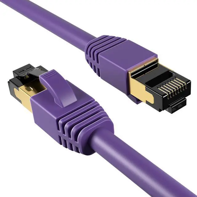 Main image of Cables Direct Online Cat8 Purple 50FT SFTP Ethernet Patch Cable 40Gbps 2000Mhz Connection 26AWG Shielded Copper RJ45 Connectors for Modems, Routers, Networks