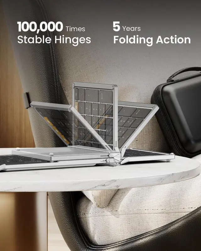 Alt view image 2 of 5 - ProtoArc Foldable Keyboard and Mouse, XKM01 True Full-Size Folding Keyboard Mouse Combo for Business and Travel, 2.4G+Dual Bluetooth Portable Mouse Keyboard for Laptop iPads Tablets -Black Silver