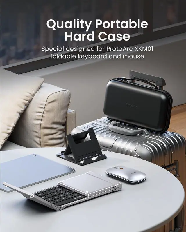 Alt view image 4 of 5 - ProtoArc Foldable Keyboard and Mouse, XKM01 True Full-Size Folding Keyboard Mouse Combo for Business and Travel, 2.4G+Dual Bluetooth Portable Mouse Keyboard for Laptop iPads Tablets -Black Silver