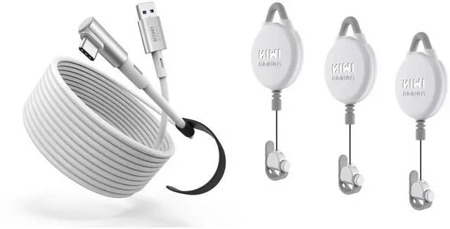 Main image of KIWI design 16FT Link Cable and 3 Packs VR Pulley System Compatible with Quest 2/3/1/Pro and Pico 4