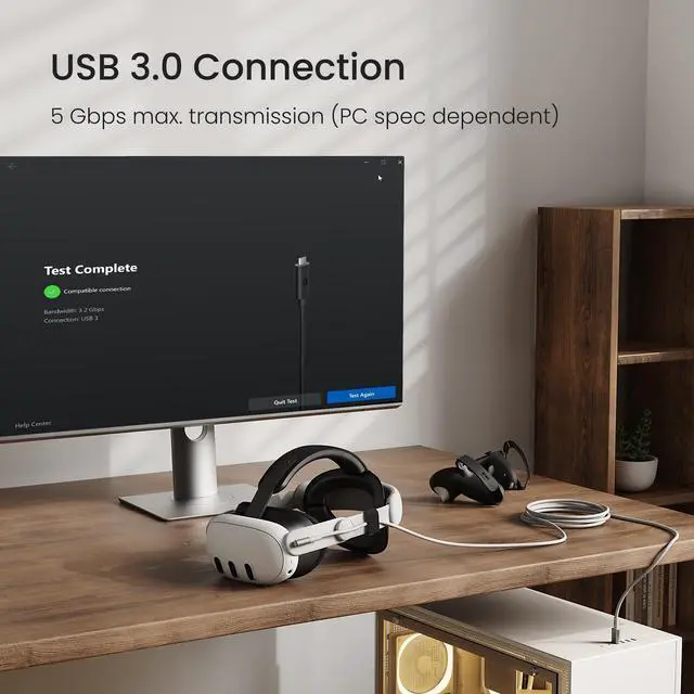 Alt view image 3 of 5 - KIWI design 16FT Link Cable and 3 Packs VR Pulley System Compatible with Quest 2/3/1/Pro and Pico 4