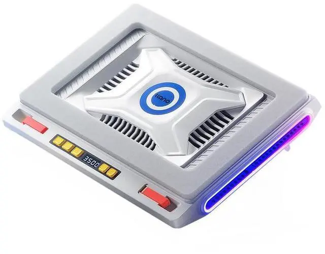 Main image of llano V10 Gaming Laptop Cooler, RGB Laptop Cooling Pad Stand with Powerful 4.72 Inch External Turbo Cooling Fan, Fast Cooling Computer 13-17.3inch, 3 Adjustable Stand, 4-Port USB C&A (White)