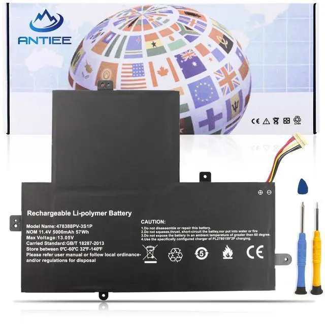 Main image of ANTIEE U478388PV-3S1P U478388PV 478388PV-3S1P Laptop Battery Replacement for Gateway GWTN156-12Bl GWTN156-12BK GWTN156-12BL GWTN156-12GR GWTN156-12RD Series 3ICP5/83/88 11.4V 57Wh 5000mAh