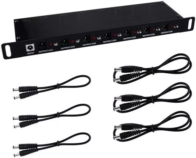 Main image of GeeekPi DC PDU Lite 7-CH 0.5U Rack-Mount Power Distribution Unit for DeskPi Rackmate T1/T0/T2 and 10 Inch Server Cabinet, 7 Outlets, with 3PCS 25cm DC5521 Cables and 3PCS 50cm DC5521 Cables