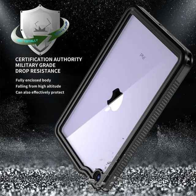 Alt view image 4 of 5 - Hualele iPad Mini 6 Waterproof Case, IP68 Underwater Shockproof Drop Proof Full Body with Screen Protector Protective Cover with Lanyard and Kickstand for iPad Mini 6th Generation
