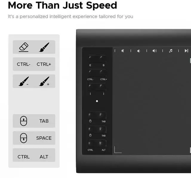 Alt view image 3 of 5 - Graphic Drawing Tablet, ienRon 10x6.25 Inch Screen,Digital Art Tablet & Sketch Pad - 8192 Pressure Battery-Free Pen, 12 Hot Keys, Compatible Windows/Android, Includes Stand,Good Gifts,Black Pad