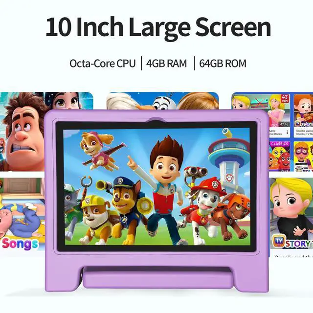 Alt view image 2 of 5 - JREN Tablet for Kids10 Inch Kids Tablet Android 14Octa-core64GBWiFi BluetoothParental ControlChildren ContentChildren Toddler Purple