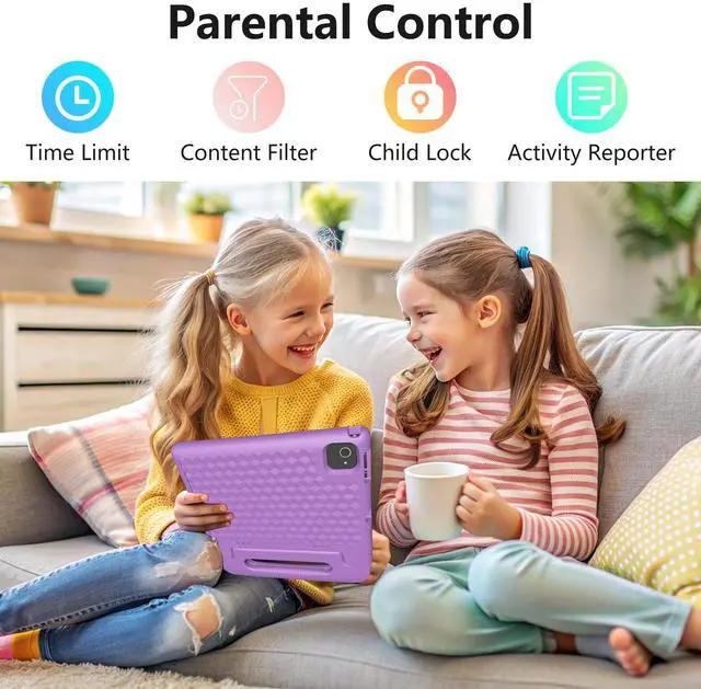 Alt view image 4 of 5 - JREN Tablet for Kids10 Inch Kids Tablet Android 14Octa-core64GBWiFi BluetoothParental ControlChildren ContentChildren Toddler Purple